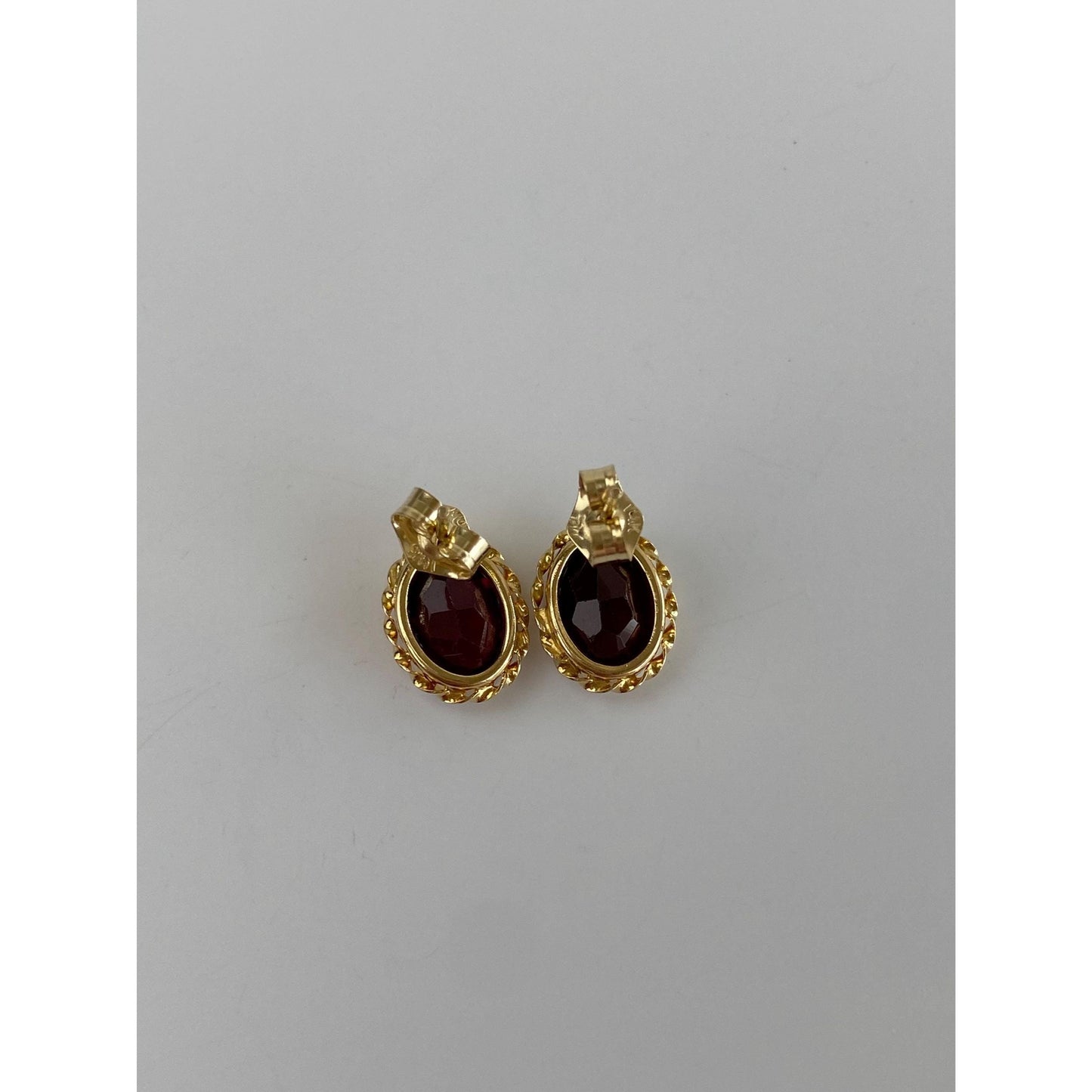 Vintage Solid 14k Yellow Gold Pink Tourmaline Stud Earrings