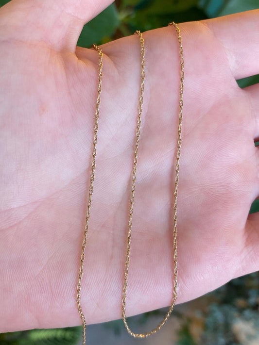 Vintage Solid 14k Yellow Gold Dainty Chain Necklace - 20 inches