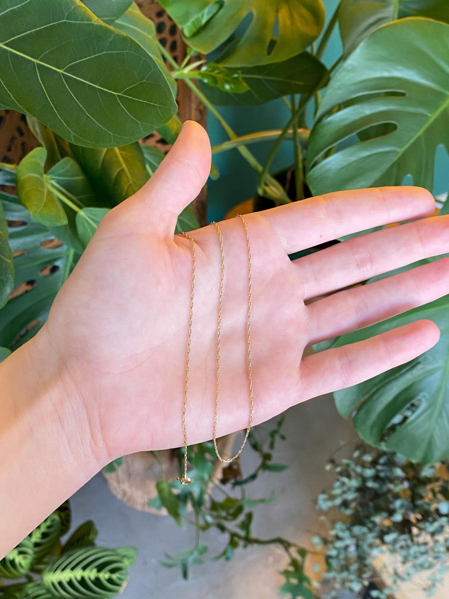 Vintage Solid 14k Yellow Gold Dainty Chain Necklace - 20 inches