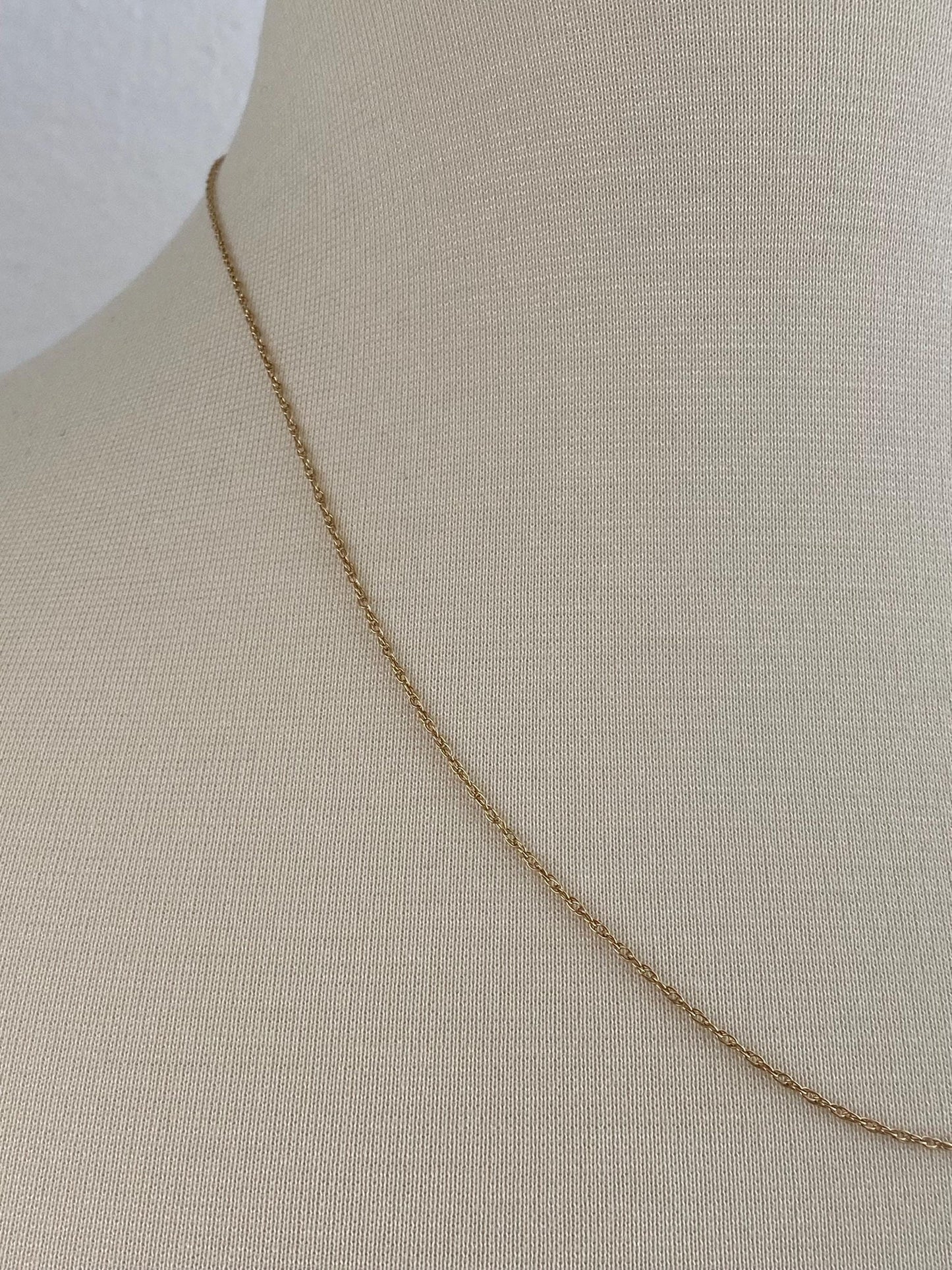 Vintage Solid 14k Yellow Gold Dainty Chain Necklace - 20 inches