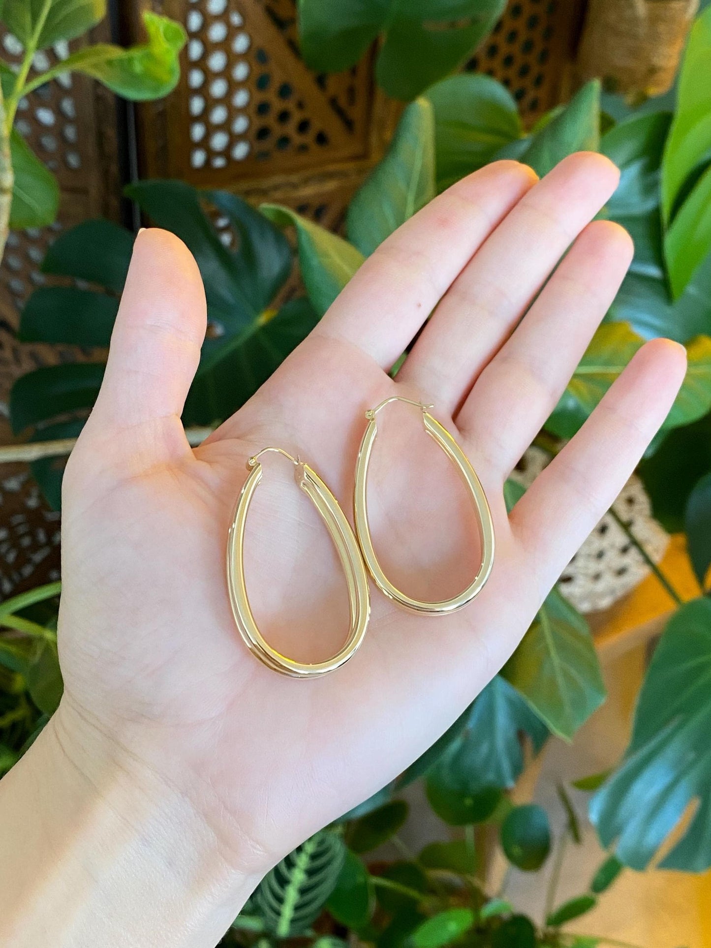 Vintage 14k Yellow Gold Double Wire Oval Hoop Earrings