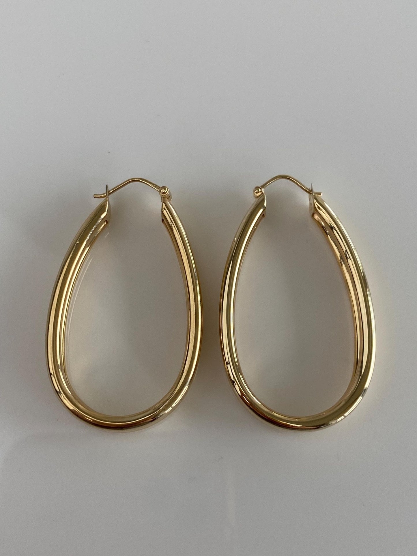 Vintage 14k Yellow Gold Double Wire Oval Hoop Earrings