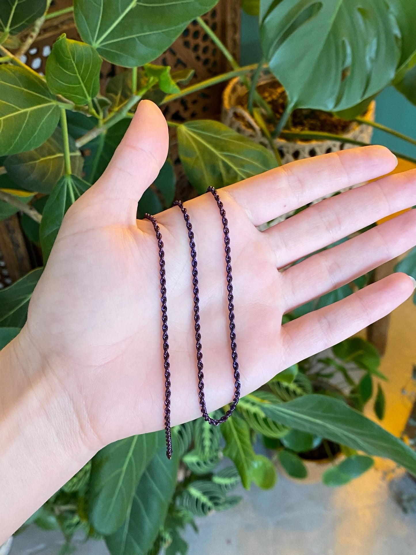 Vintage 14k Purple Gold Rope Chain Necklace - 18.5 inches