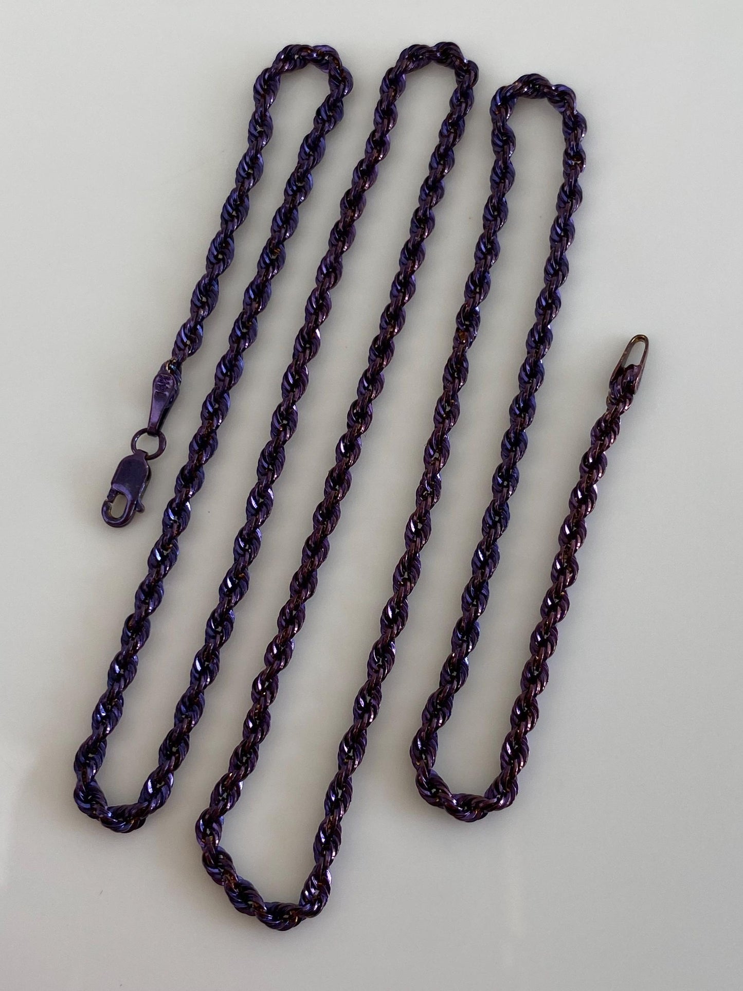 Vintage 14k Purple Gold Rope Chain Necklace - 18.5 inches