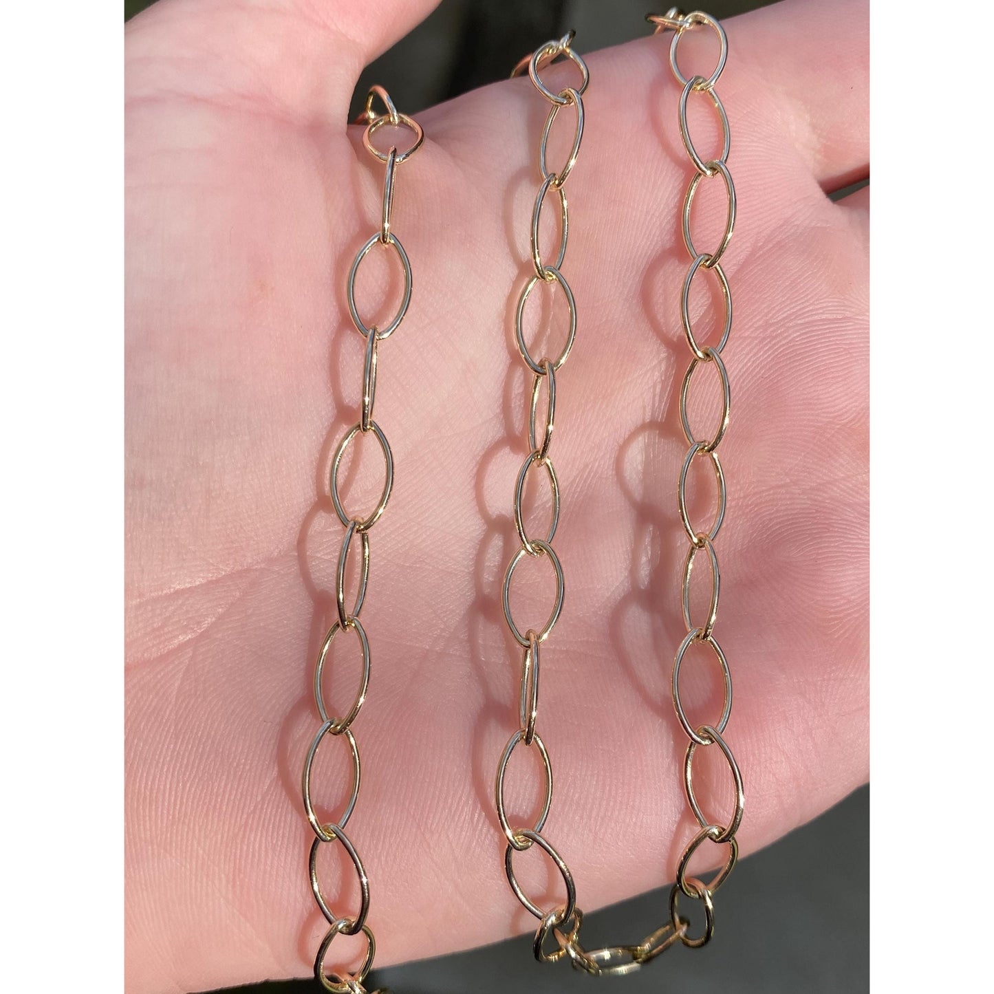 Vintage Solid 14k Yellow Gold Long Oval Link Chain Necklace - 20.25 inches