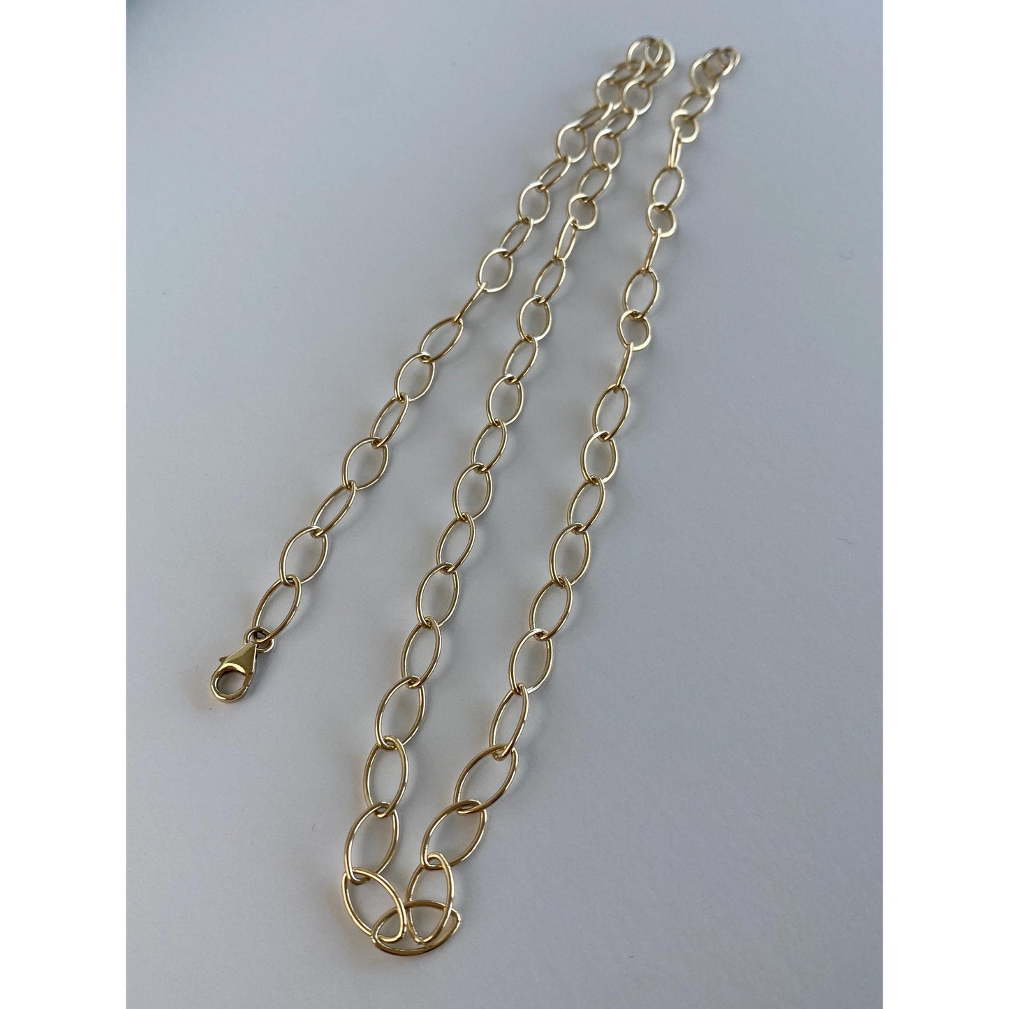 Vintage Solid 14k Yellow Gold Long Oval Link Chain Necklace - 20.25 inches