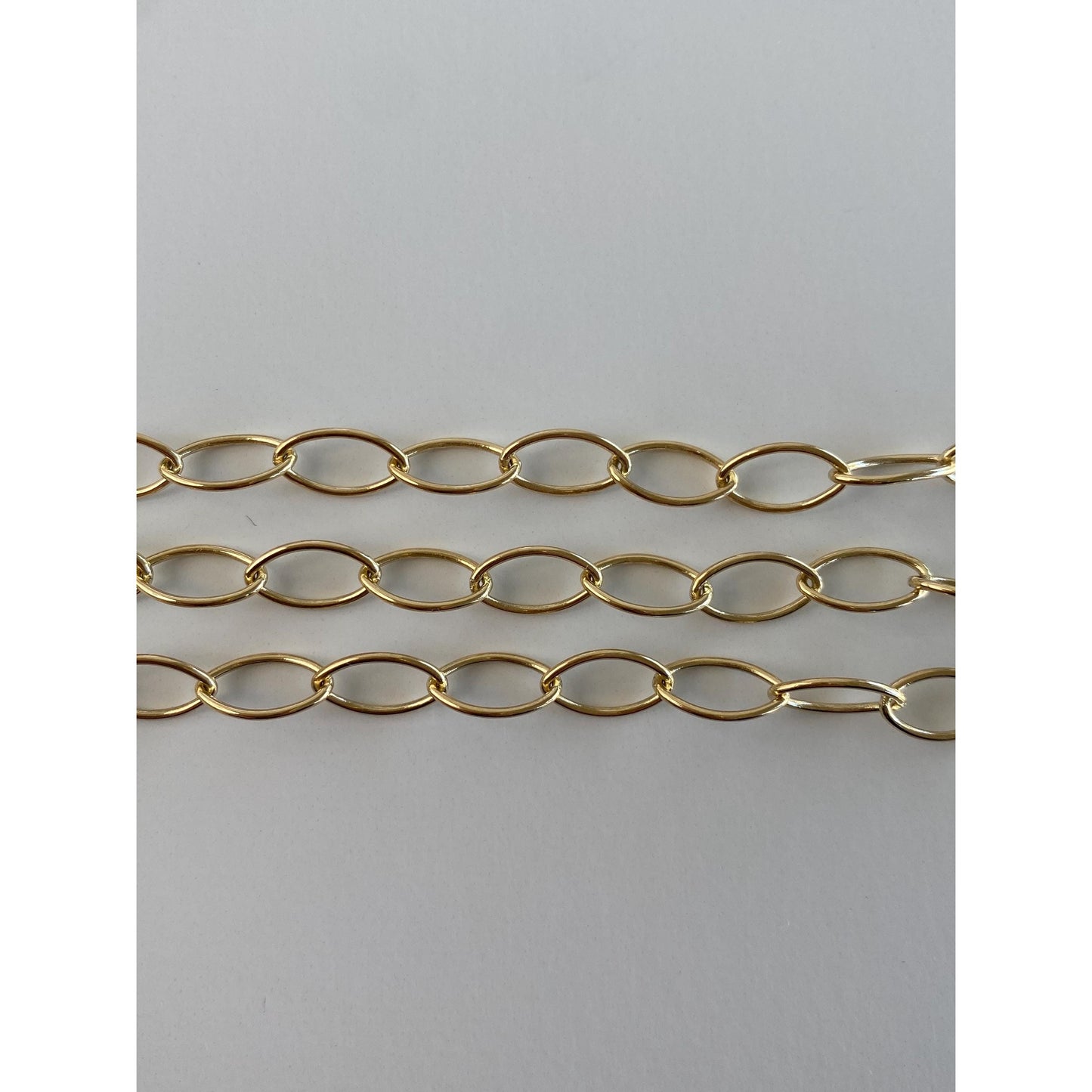 Vintage Solid 14k Yellow Gold Long Oval Link Chain Necklace - 20.25 inches