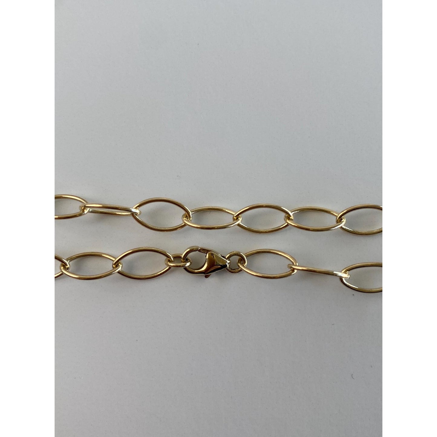 Vintage Solid 14k Yellow Gold Long Oval Link Chain Necklace - 20.25 inches