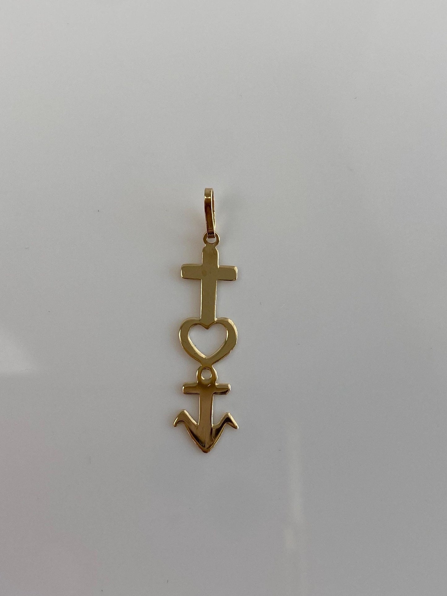 Vintage Solid 14k Yellow Gold Anchor Cross Heart Charm