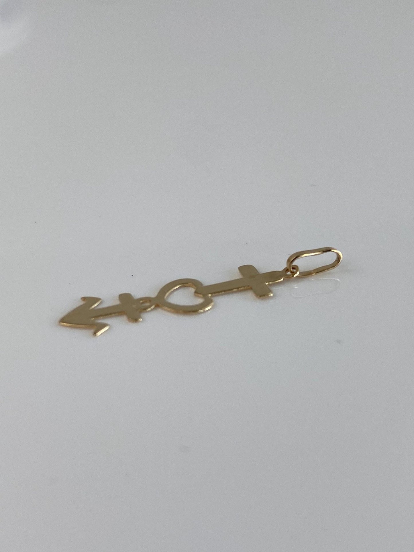 Vintage Solid 14k Yellow Gold Anchor Cross Heart Charm