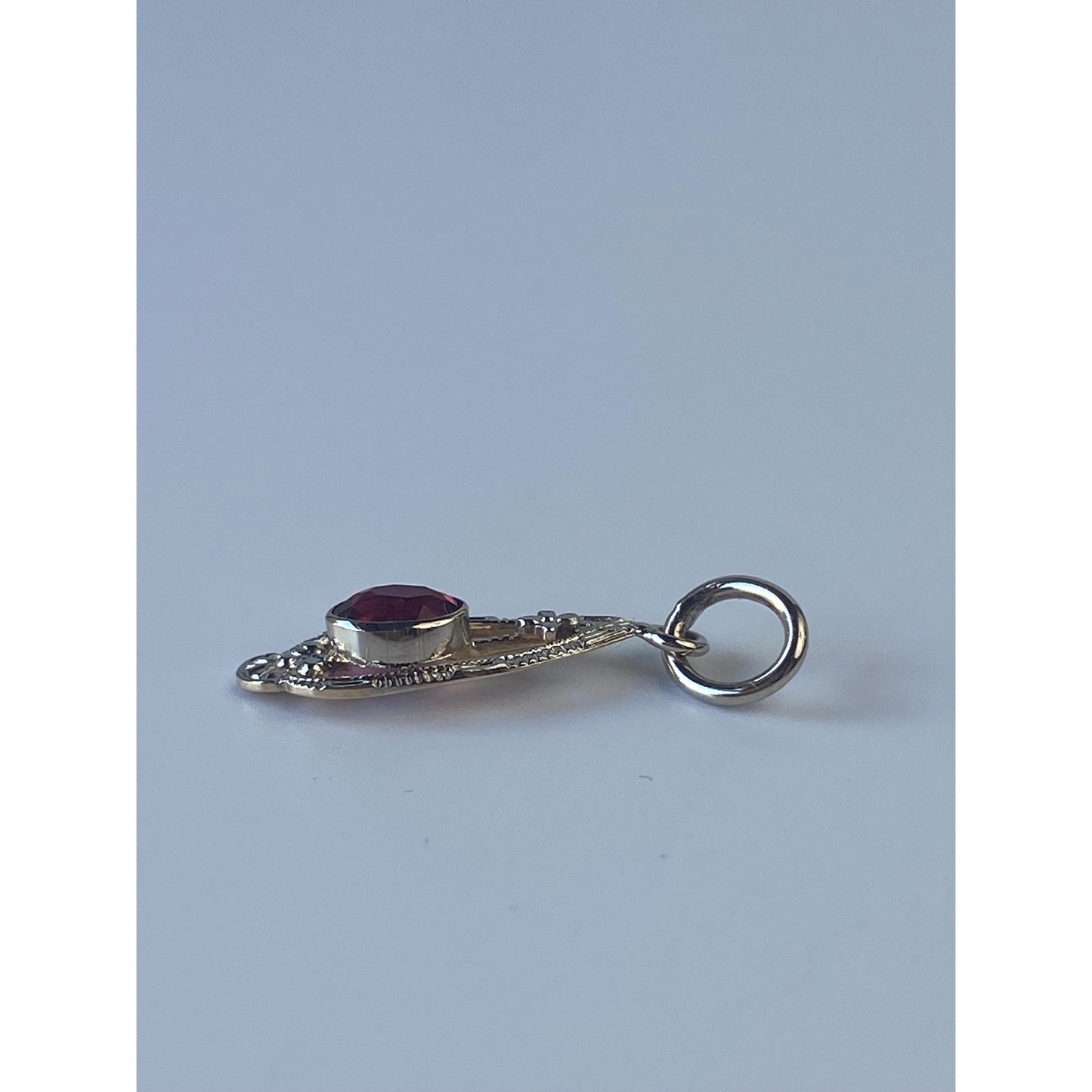 Vintage Solid 14k White Gold Red Cubic Zirconia Stick Pin Conversion Charm