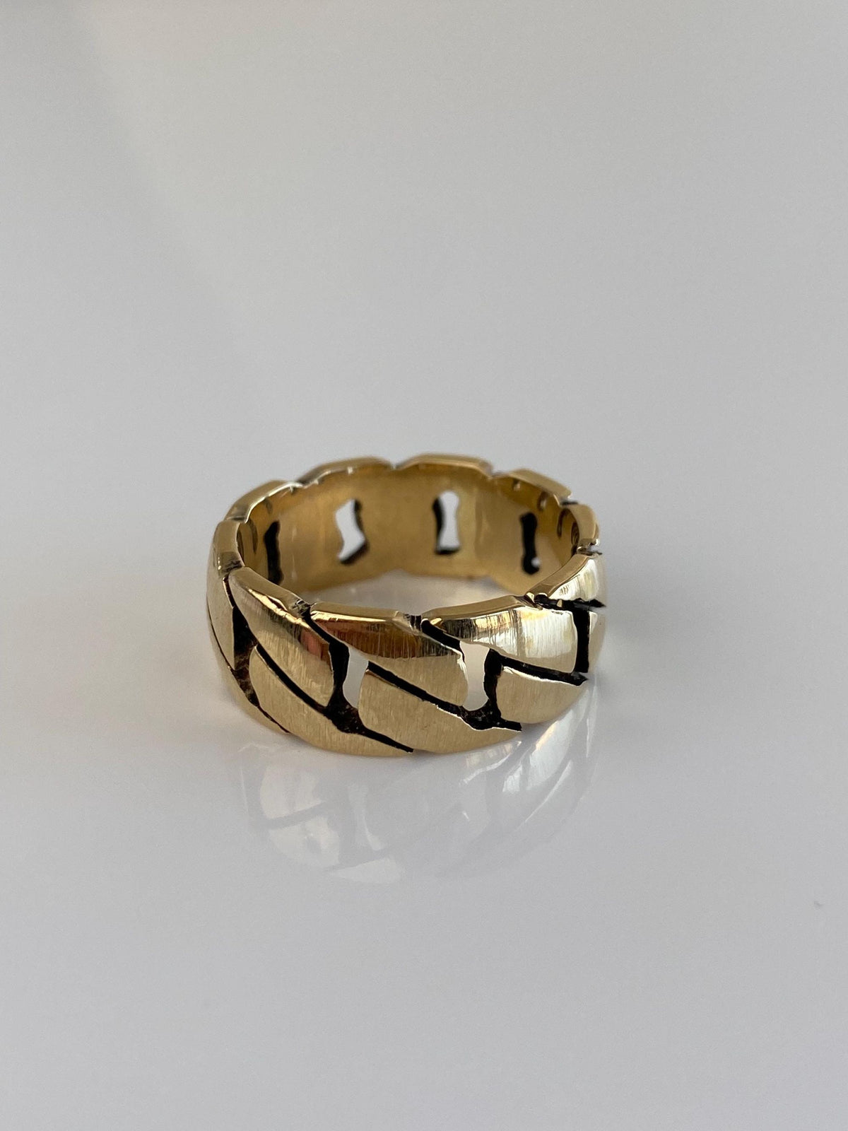 Vintage Solid 14k Yellow Gold Chain Design Ring Band - Size 8.5