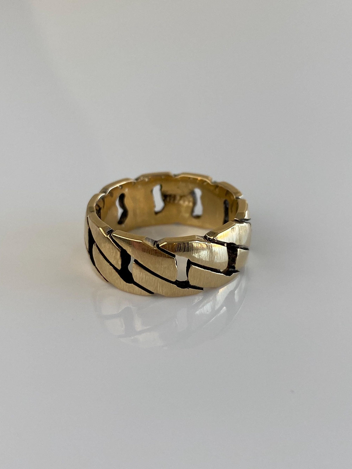 Vintage Solid 14k Yellow Gold Chain Design Ring Band - Size 8.5