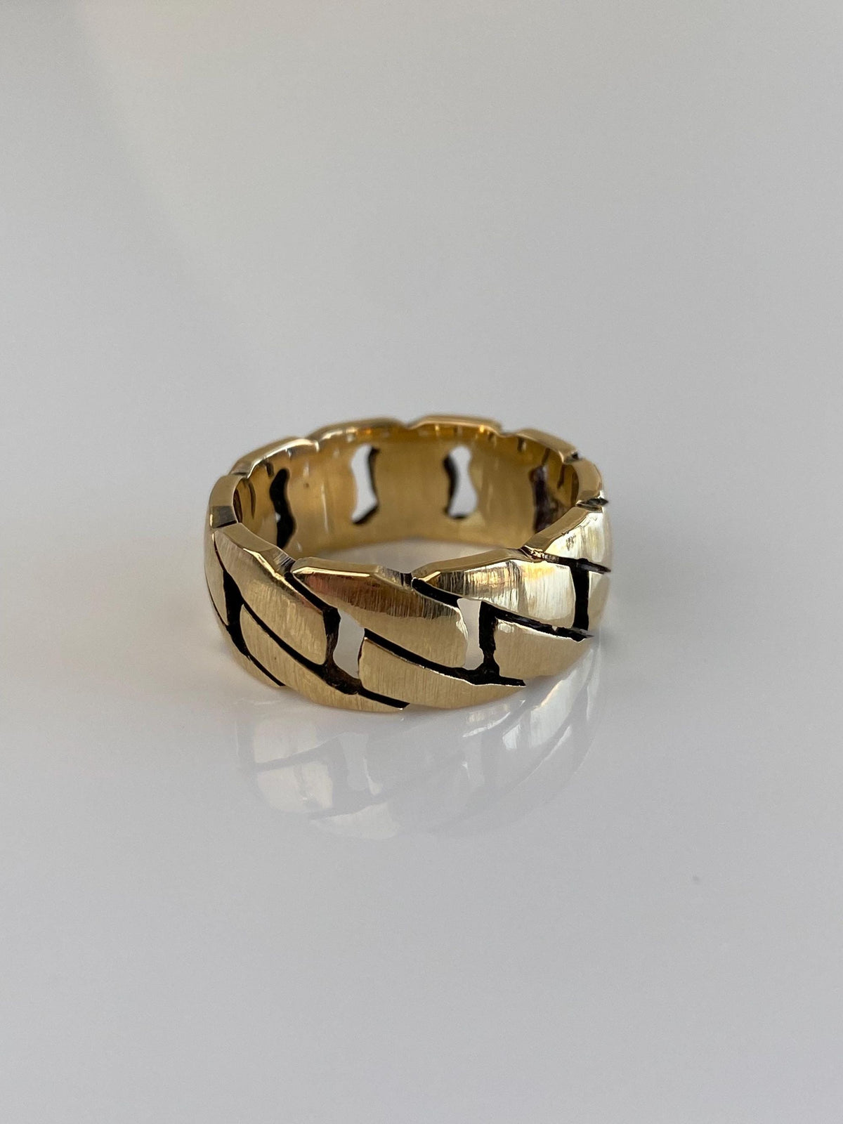 Vintage Solid 14k Yellow Gold Chain Design Ring Band - Size 8.5