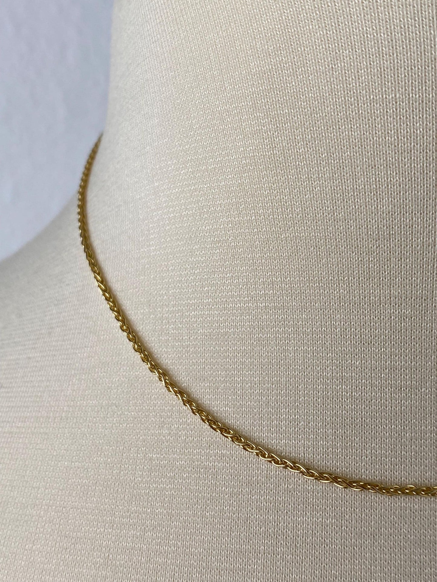 Vintage Solid 14k Yellow Gold Wheat Chain Necklace - 16 inches
