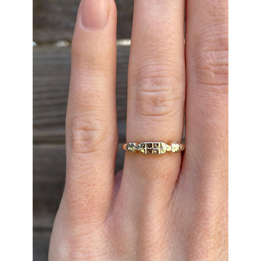 Vintage Solid 14k White & Yellow Gold Ring Band - Size 4.5