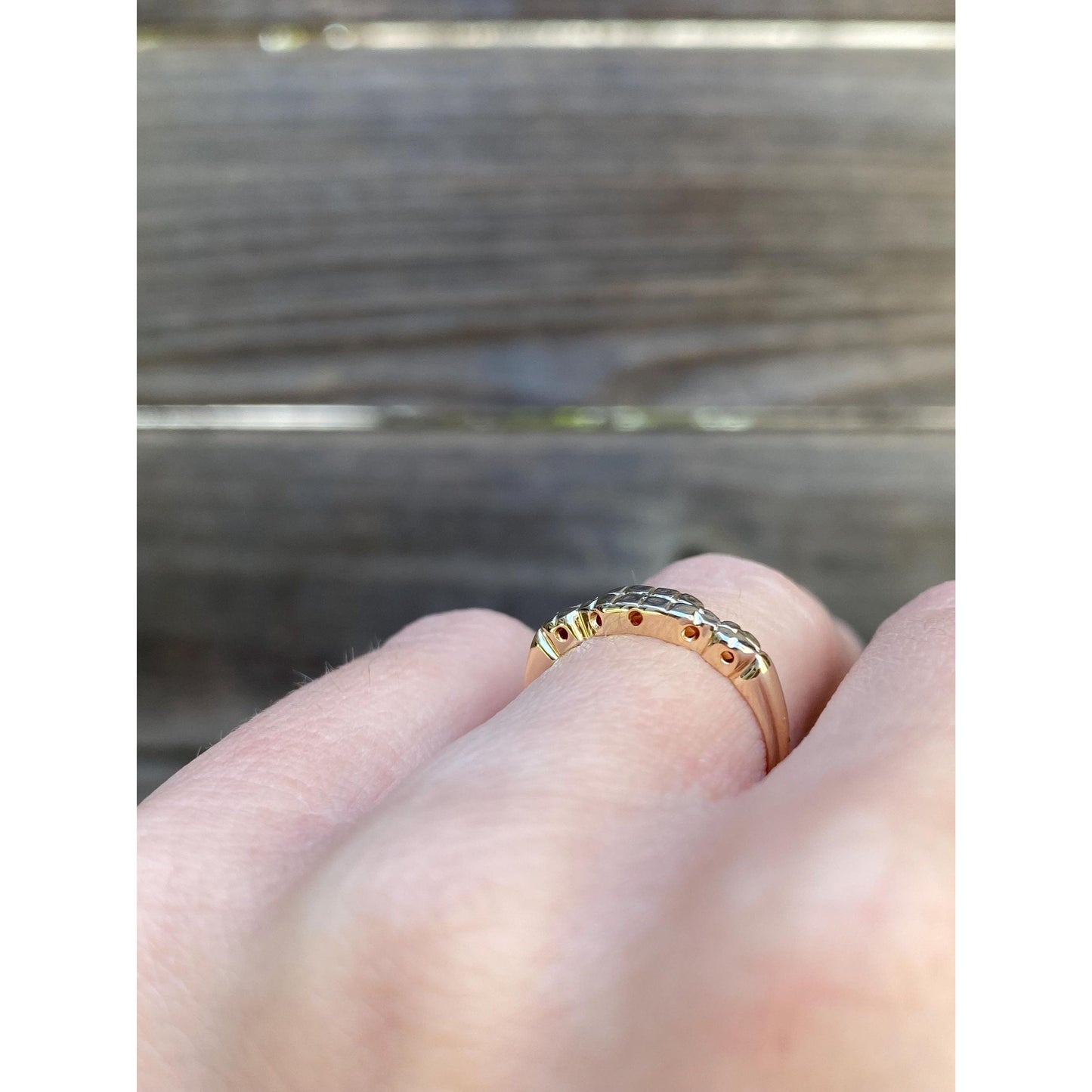 Vintage Solid 14k White & Yellow Gold Ring Band - Size 4.5