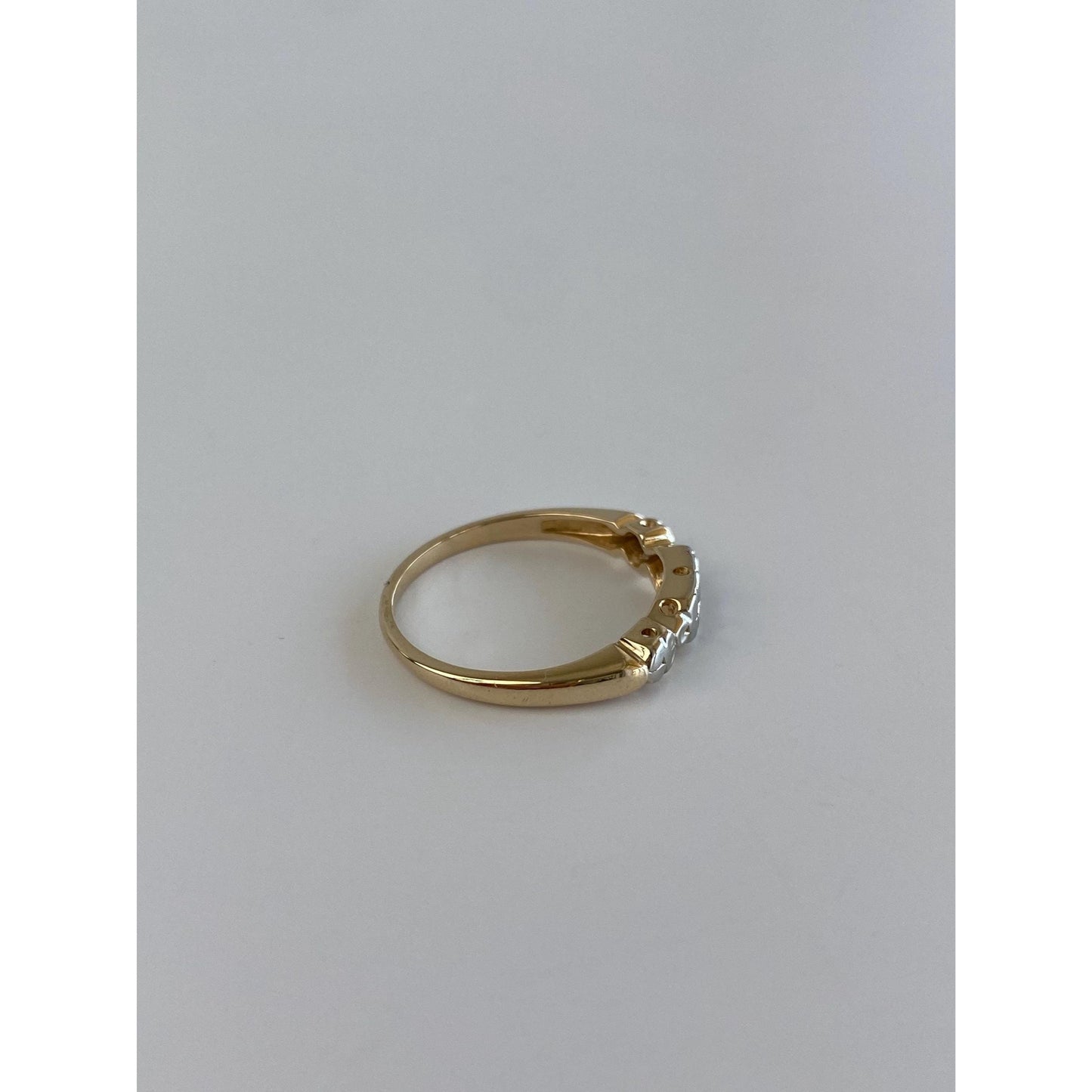 Vintage Solid 14k White & Yellow Gold Ring Band - Size 4.5