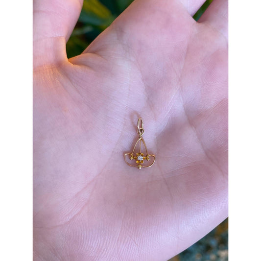 Vintage Solid 10k Yellow Gold Diamond Stick Pin Conversion Charm