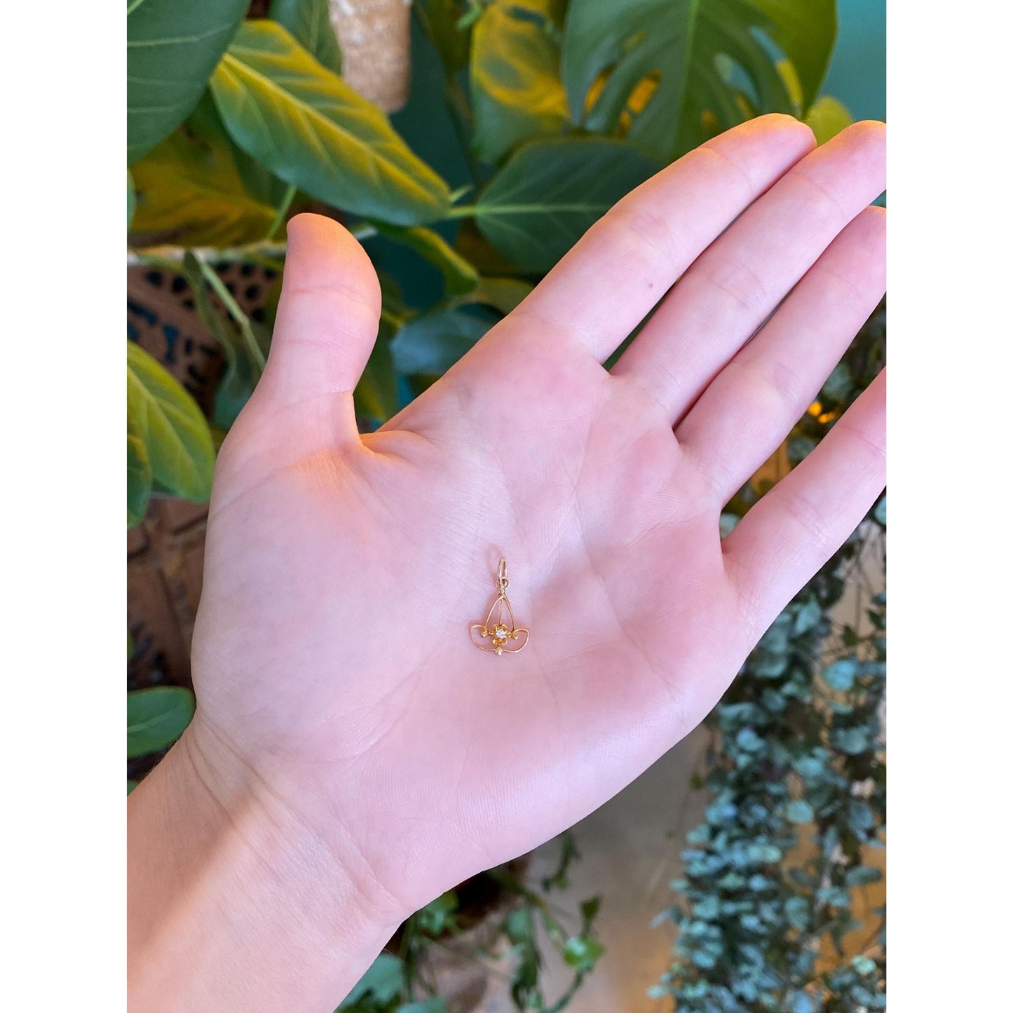 Vintage Solid 10k Yellow Gold Diamond Stick Pin Conversion Charm