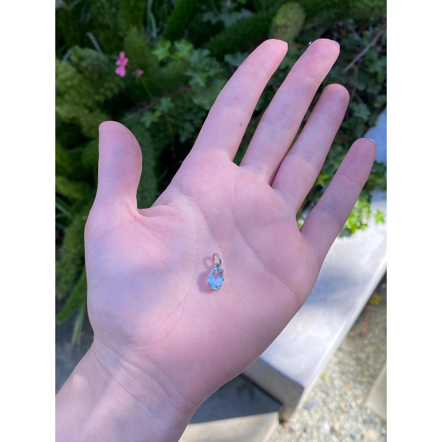 Vintage Solid 14k White Gold Quartz Charm