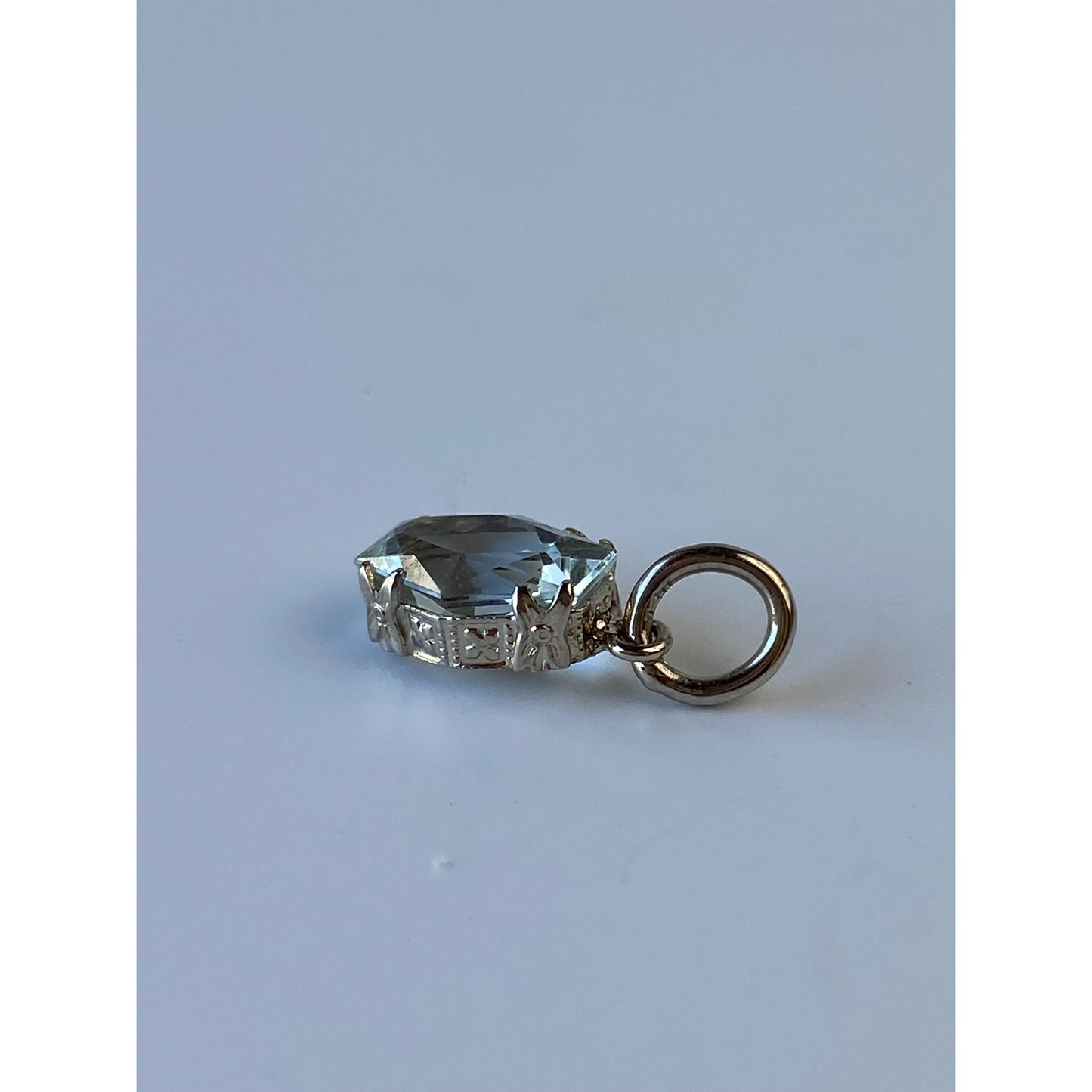 Vintage Solid 14k White Gold Quartz Charm