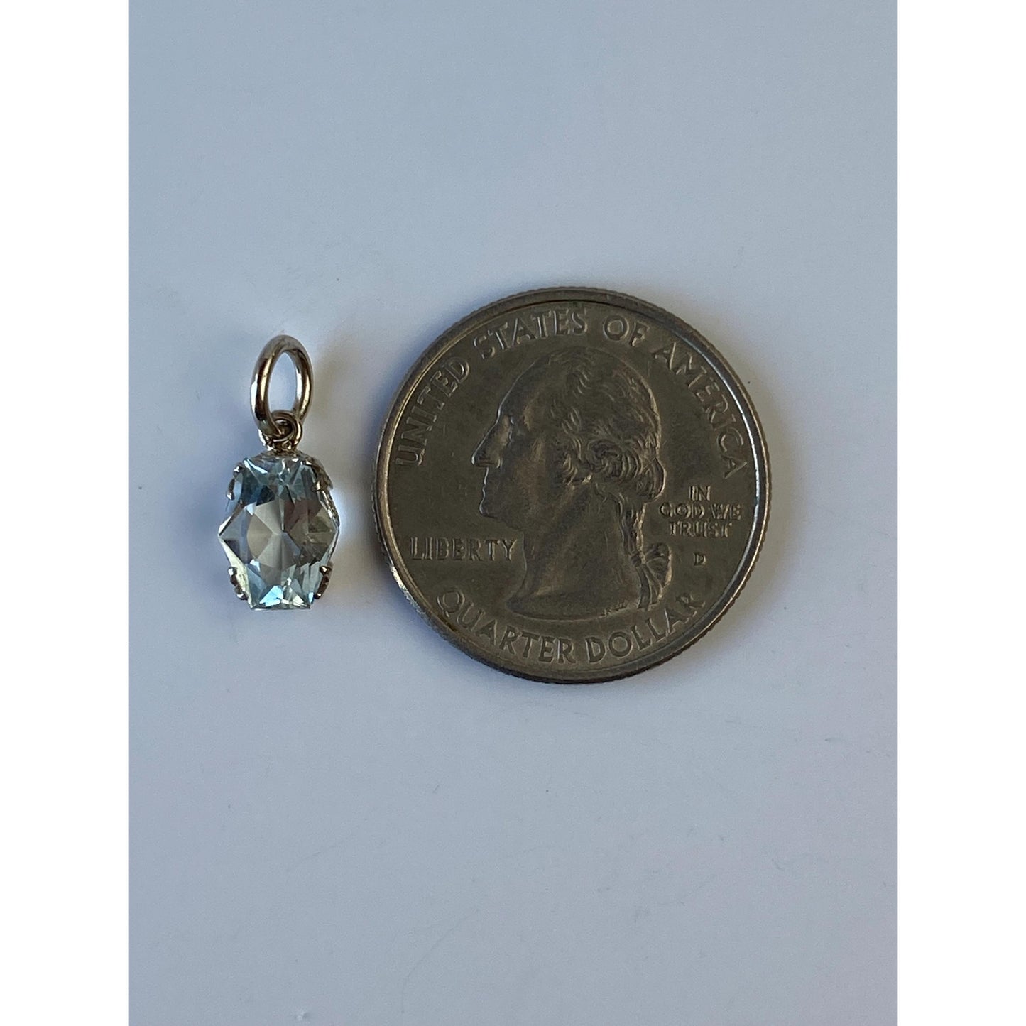 Vintage Solid 14k White Gold Quartz Charm