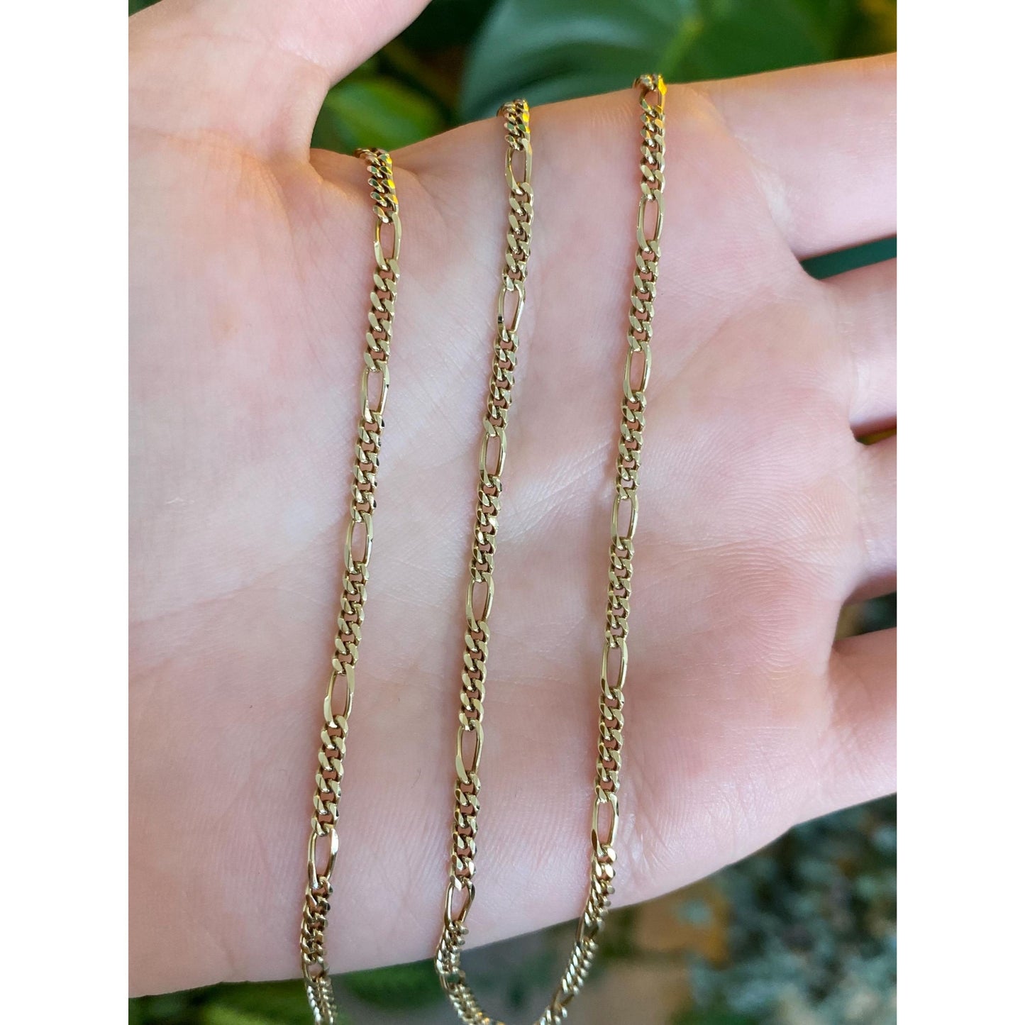 Vintage Solid 14k Yellow Gold Figaro Chain Necklace - 18 inches