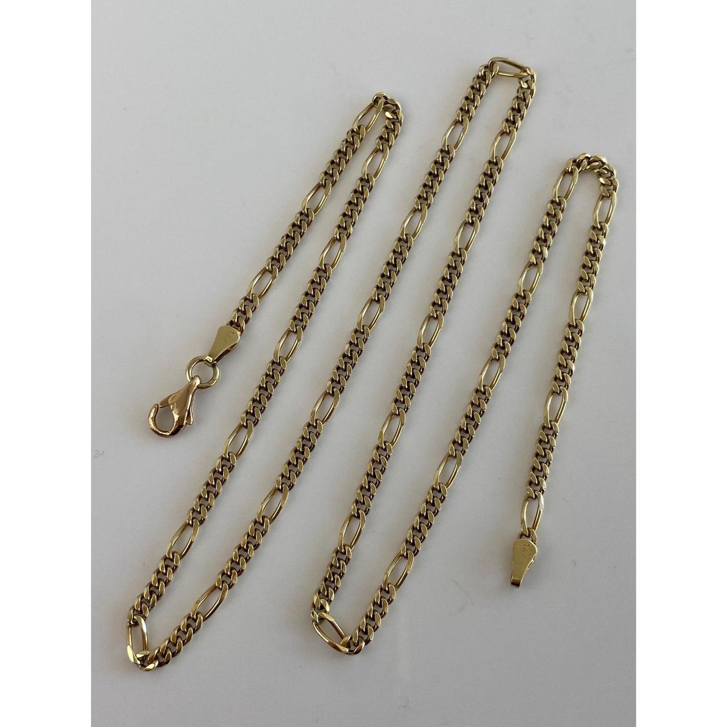 Vintage Solid 14k Yellow Gold Figaro Chain Necklace - 18 inches