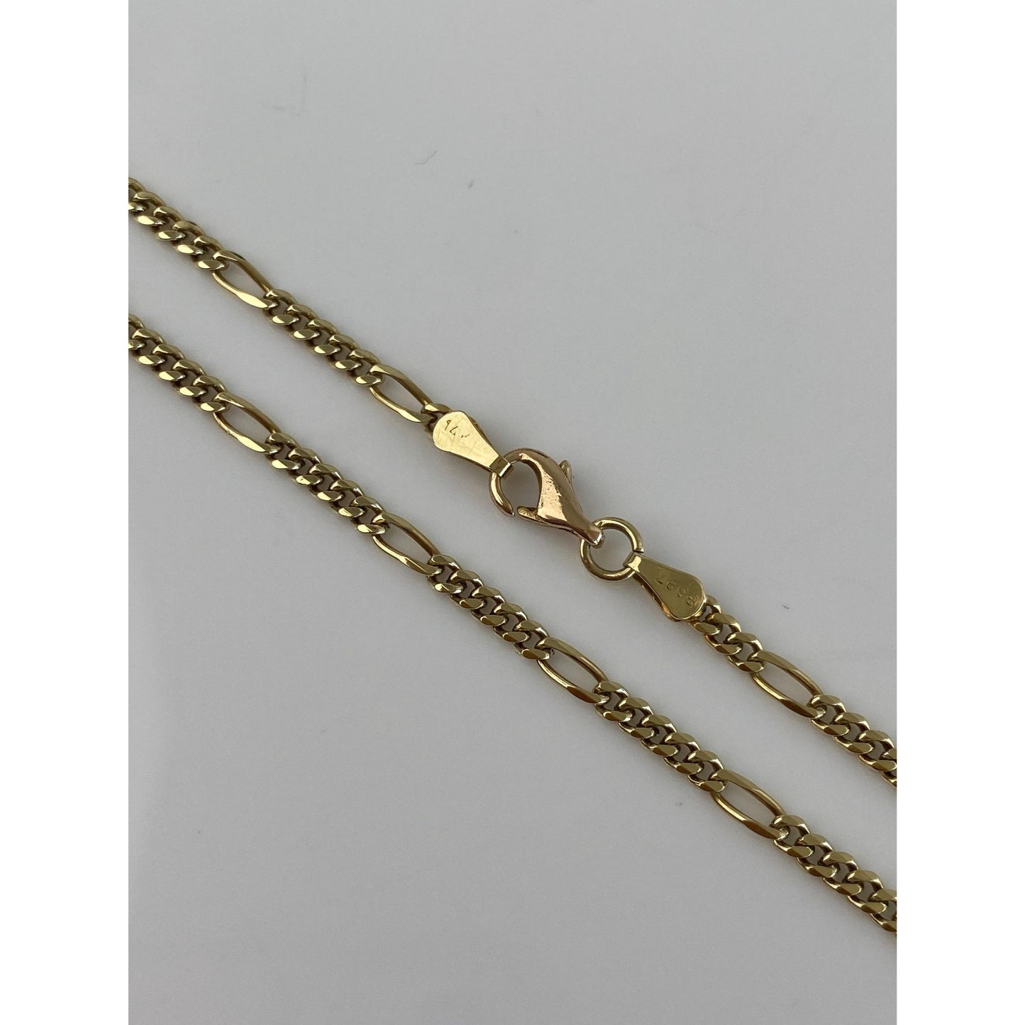 Vintage Solid 14k Yellow Gold Figaro Chain Necklace - 18 inches