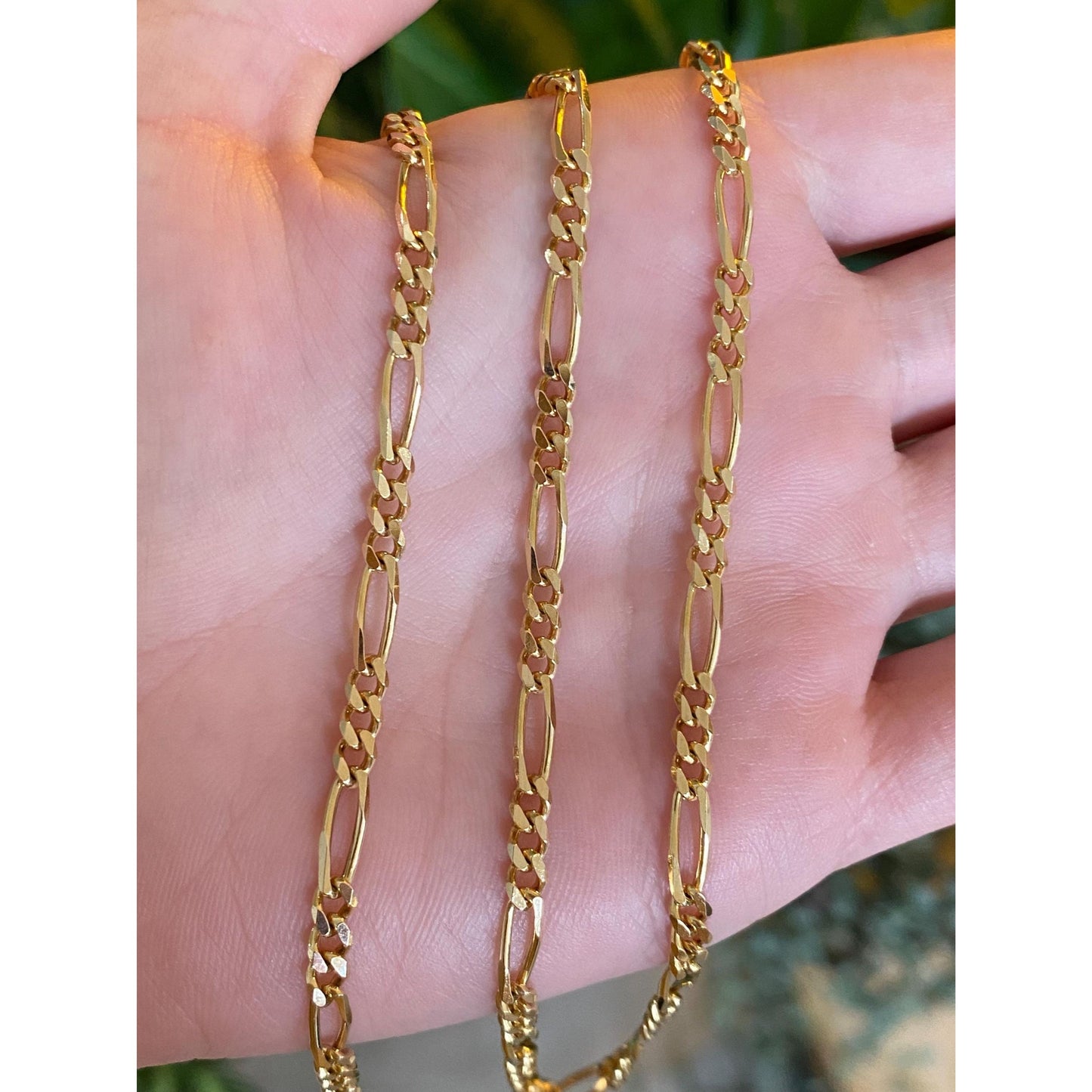 Vintage Solid 14k Yellow Gold Figaro Chain Necklace - 22 inches
