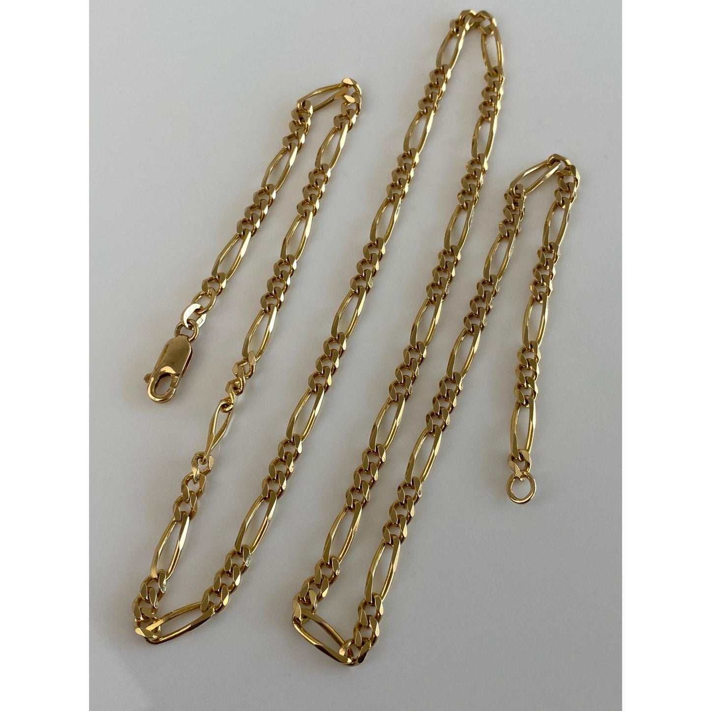 Vintage Solid 14k Yellow Gold Figaro Chain Necklace - 22 inches