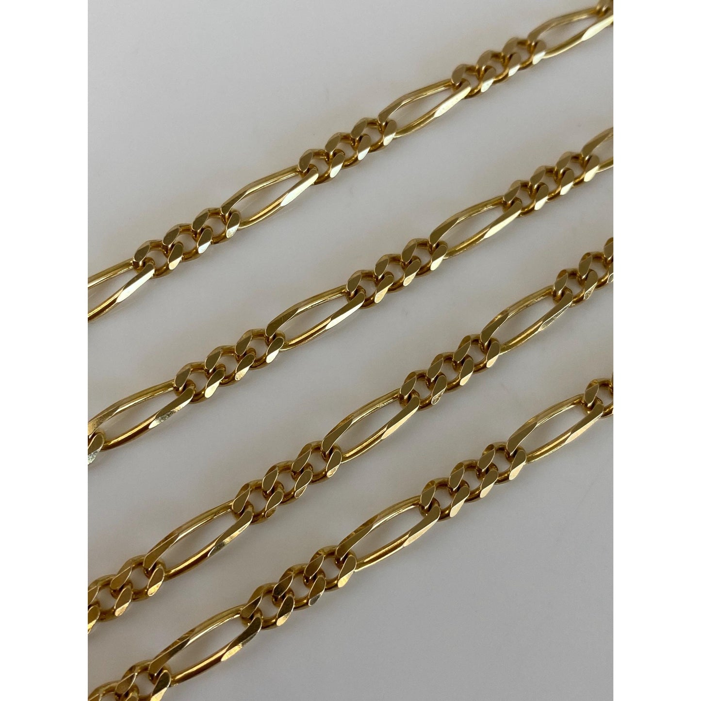 Vintage Solid 14k Yellow Gold Figaro Chain Necklace - 22 inches