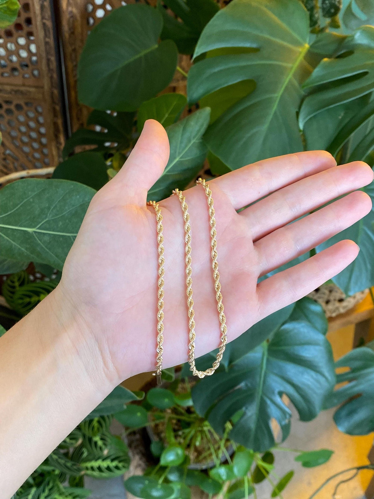 Vintage Solid 14k Yellow Gold Rope Chain Necklace - 19.5 inches