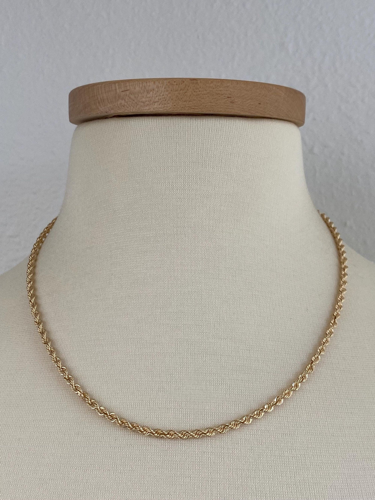 Vintage Solid 14k Yellow Gold Rope Chain Necklace - 19.5 inches
