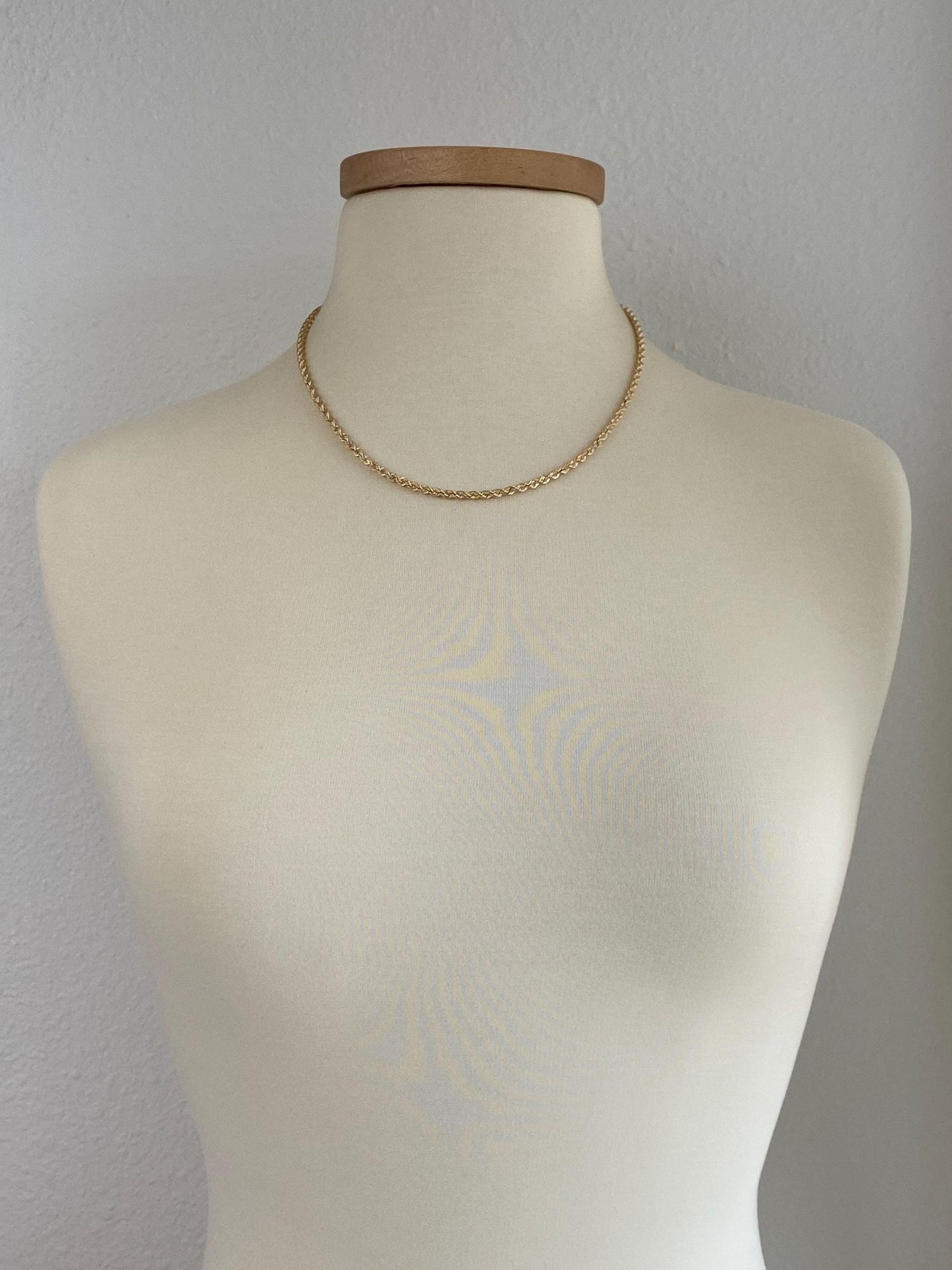 Vintage Solid 14k Yellow Gold Rope Chain Necklace - 19.5 inches