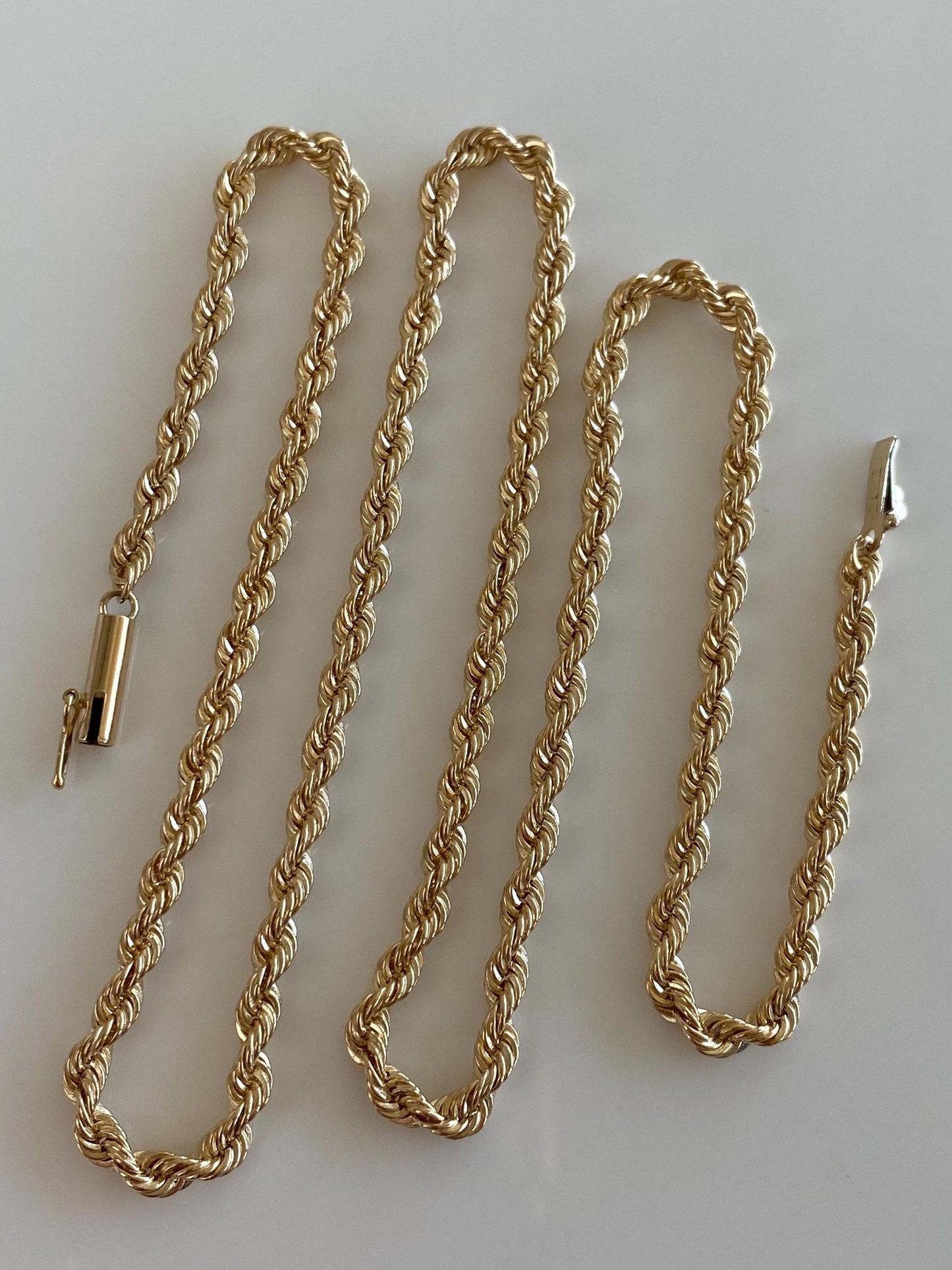Vintage Solid 14k Yellow Gold Rope Chain Necklace - 19.5 inches