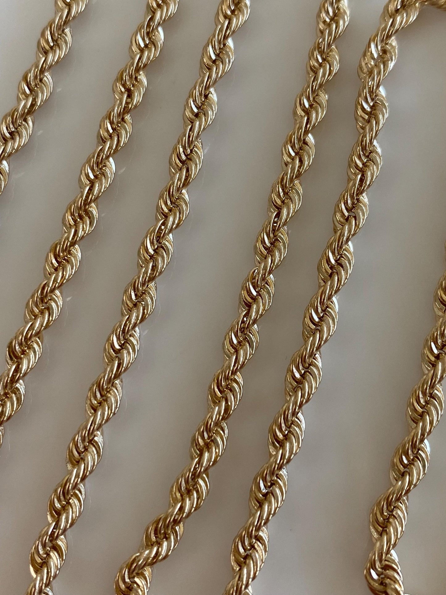 Vintage Solid 14k Yellow Gold Rope Chain Necklace - 19.5 inches