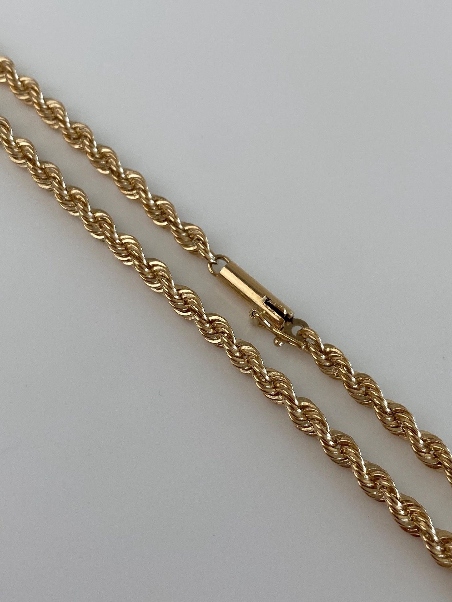 Vintage Solid 14k Yellow Gold Rope Chain Necklace - 19.5 inches