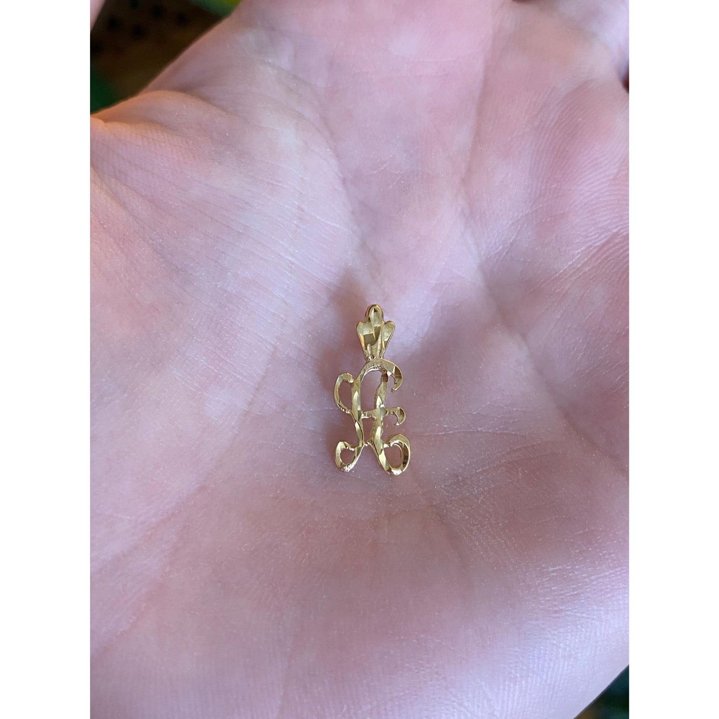 Solid 14k Yellow Gold Diamond Cut Initial 'A' Charm