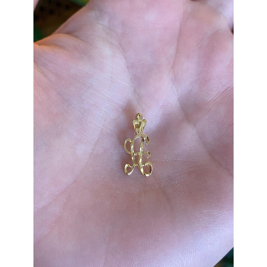 Solid 14k Yellow Gold Diamond Cut Initial 'A' Charm