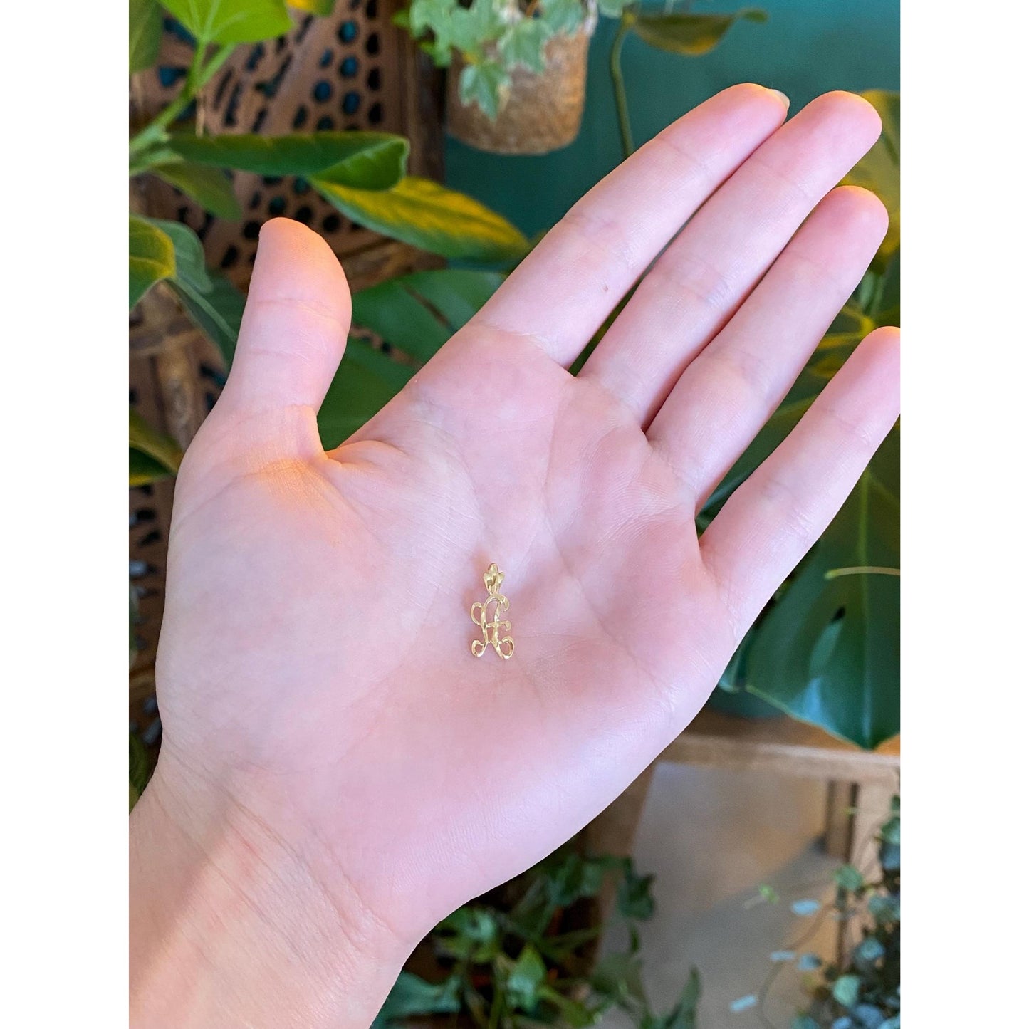 Solid 14k Yellow Gold Diamond Cut Initial 'A' Charm