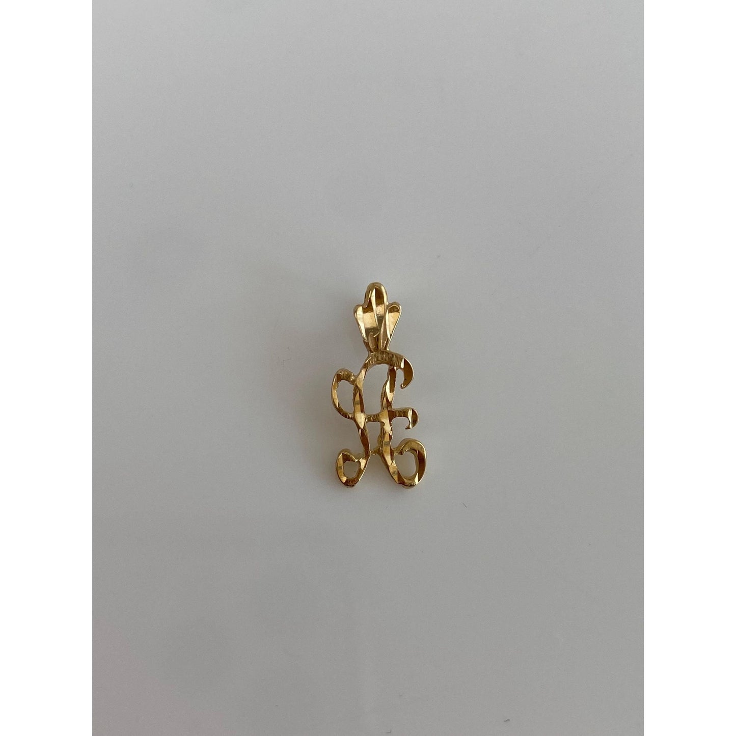 Solid 14k Yellow Gold Diamond Cut Initial 'A' Charm