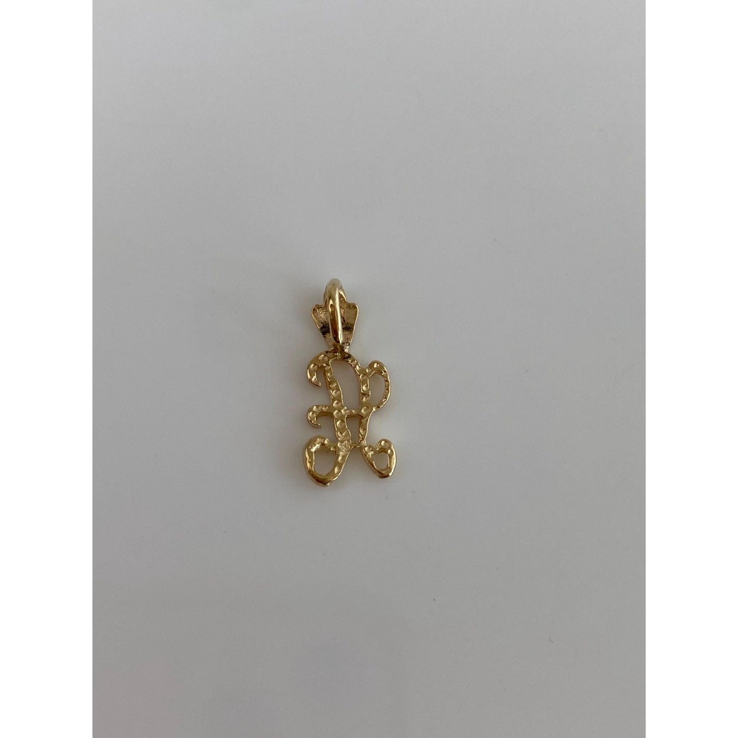 Solid 14k Yellow Gold Diamond Cut Initial 'A' Charm