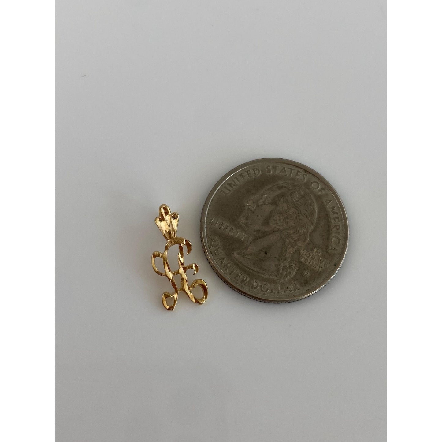 Solid 14k Yellow Gold Diamond Cut Initial 'A' Charm