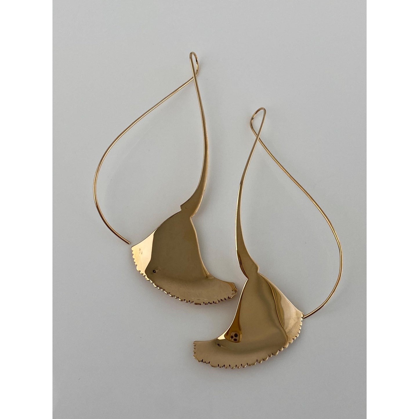Solid 14k Yellow Gold Alan King Wire Drop Large Abstract Twist Dangle Earrings