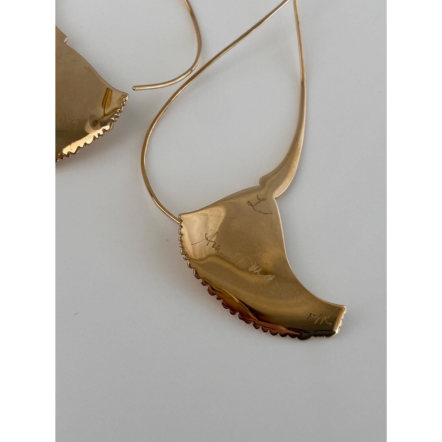 Solid 14k Yellow Gold Alan King Wire Drop Large Abstract Twist Dangle Earrings