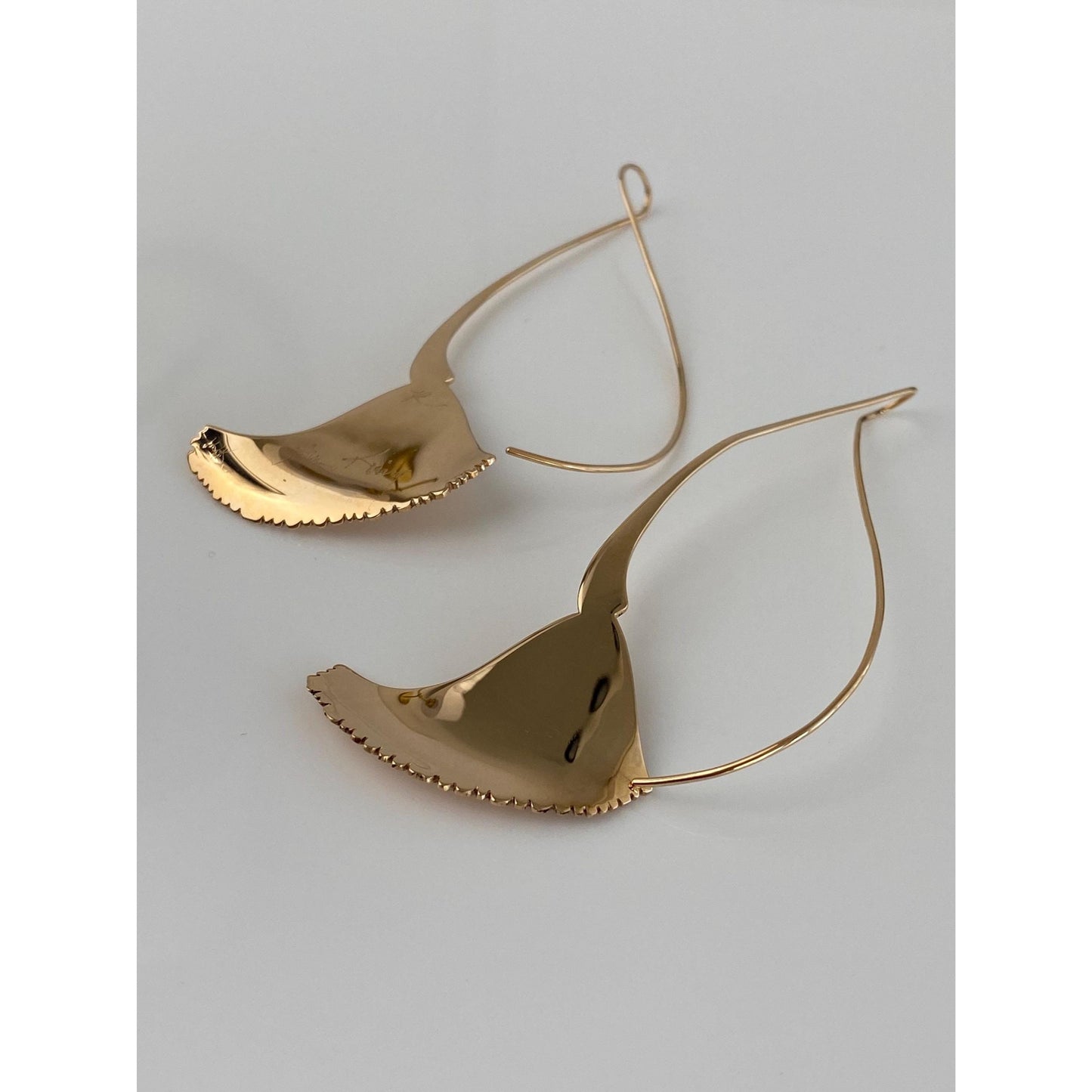 Solid 14k Yellow Gold Alan King Wire Drop Large Abstract Twist Dangle Earrings