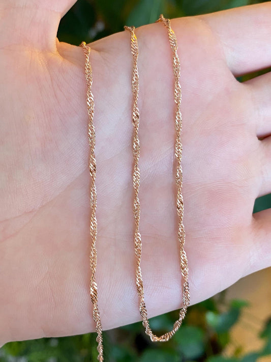 Vintage Solid 14k Rose Gold Twist Chain Necklace - 20 inches
