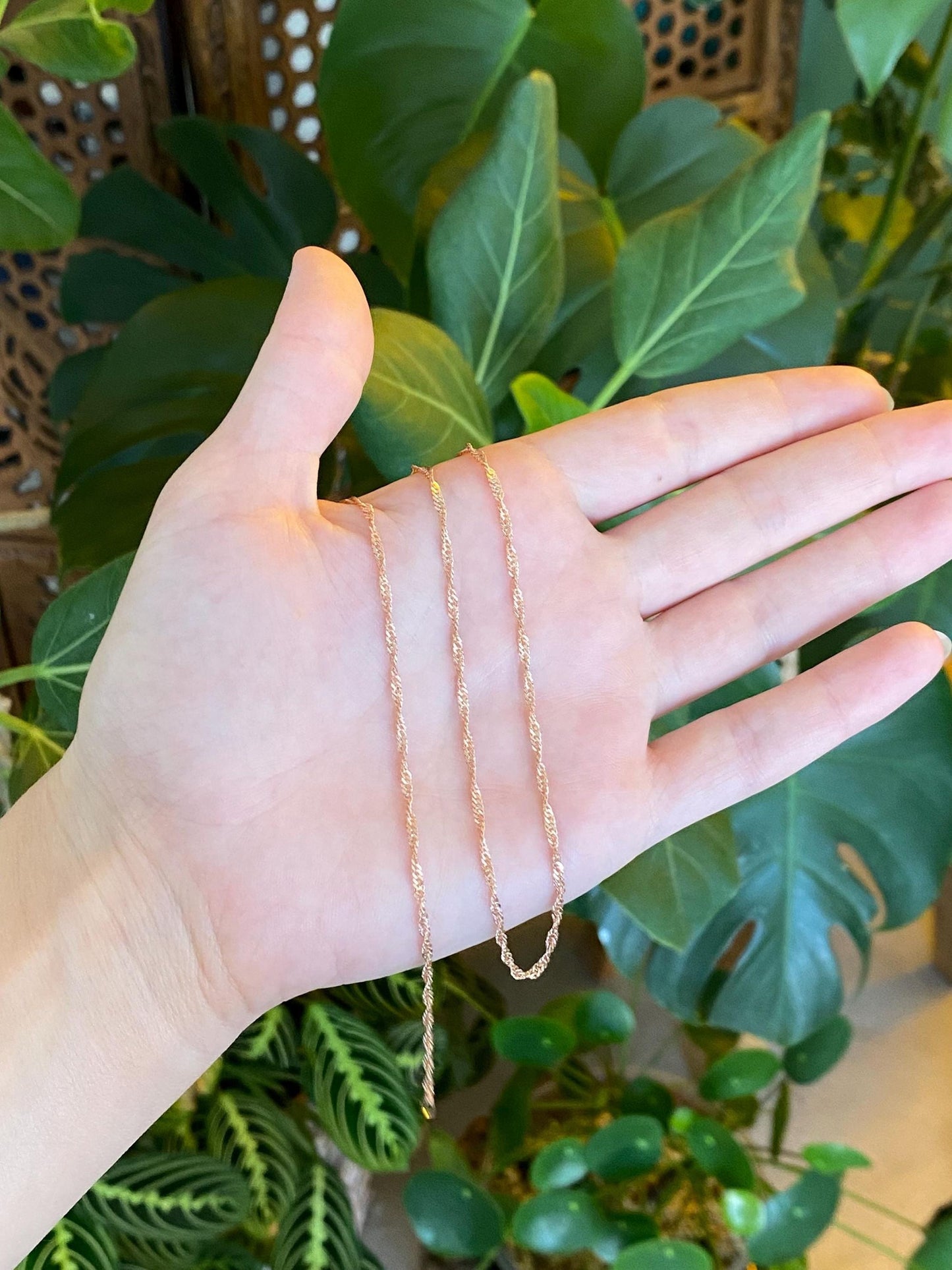 Vintage Solid 14k Rose Gold Twist Chain Necklace - 20 inches
